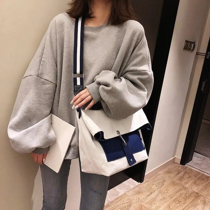

Casual Canvas Bag Fashion Personality Envelope Bag Student Large Capacity Shoulder Messenger Bag Crossbody Bags for Women