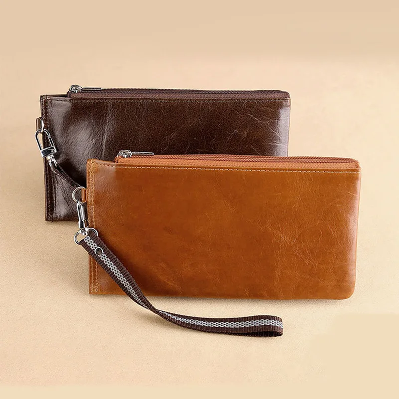 

Luxury Brand Men's Long Wallet Vintage Genuine Leather Credit Card Holder Wallet Bifold Travel Zipper Cellphone Bag Coin Purse