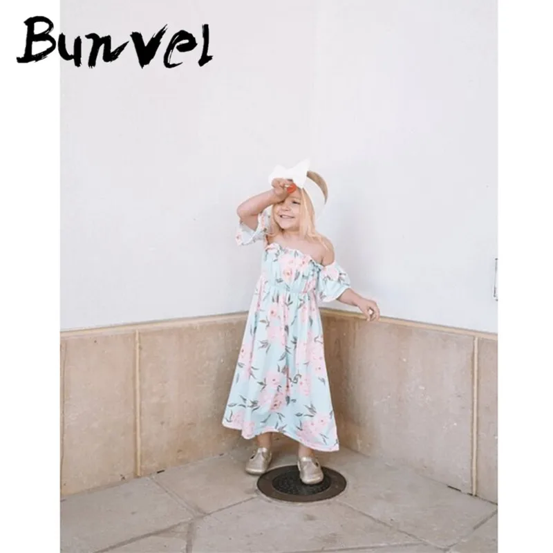 Bunvel/Одежда для мамы и дочки; платья для мамы и дочки с вырезом-лодочкой; Одежда для беременных; сезон весна-осень; платья для маленьких девочек с цветочным принтом