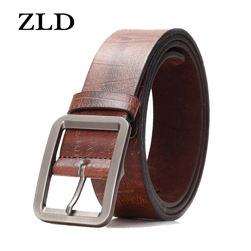 ZLD cow genuine leather luxury strap male belts for men new fashion classice vintage pin buckle men belt High Quality men gift