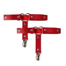 Металлические пряжки кожаные красные чулки подвязки пояс женский панк готический на бретелях эластичная отрегулировать одежда для ночного клуба жгут тела лето