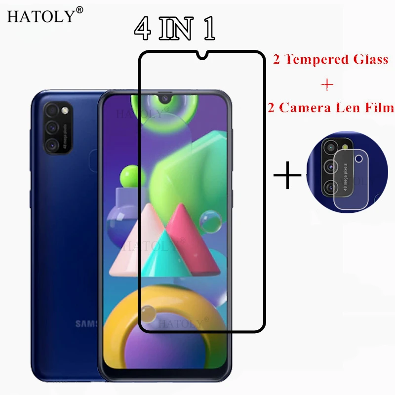 4 в 1 закаленное стекло для Samsung Galaxy M21 защита экрана M31 M51 M11 пленка объектива камеры