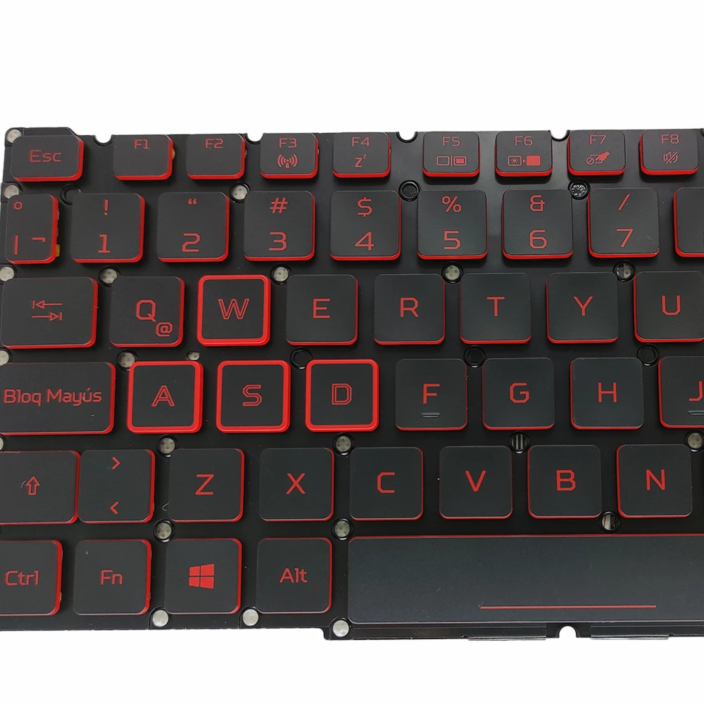 AZERTY, LA, teclados latinos espanhóis, teclas vermelhas