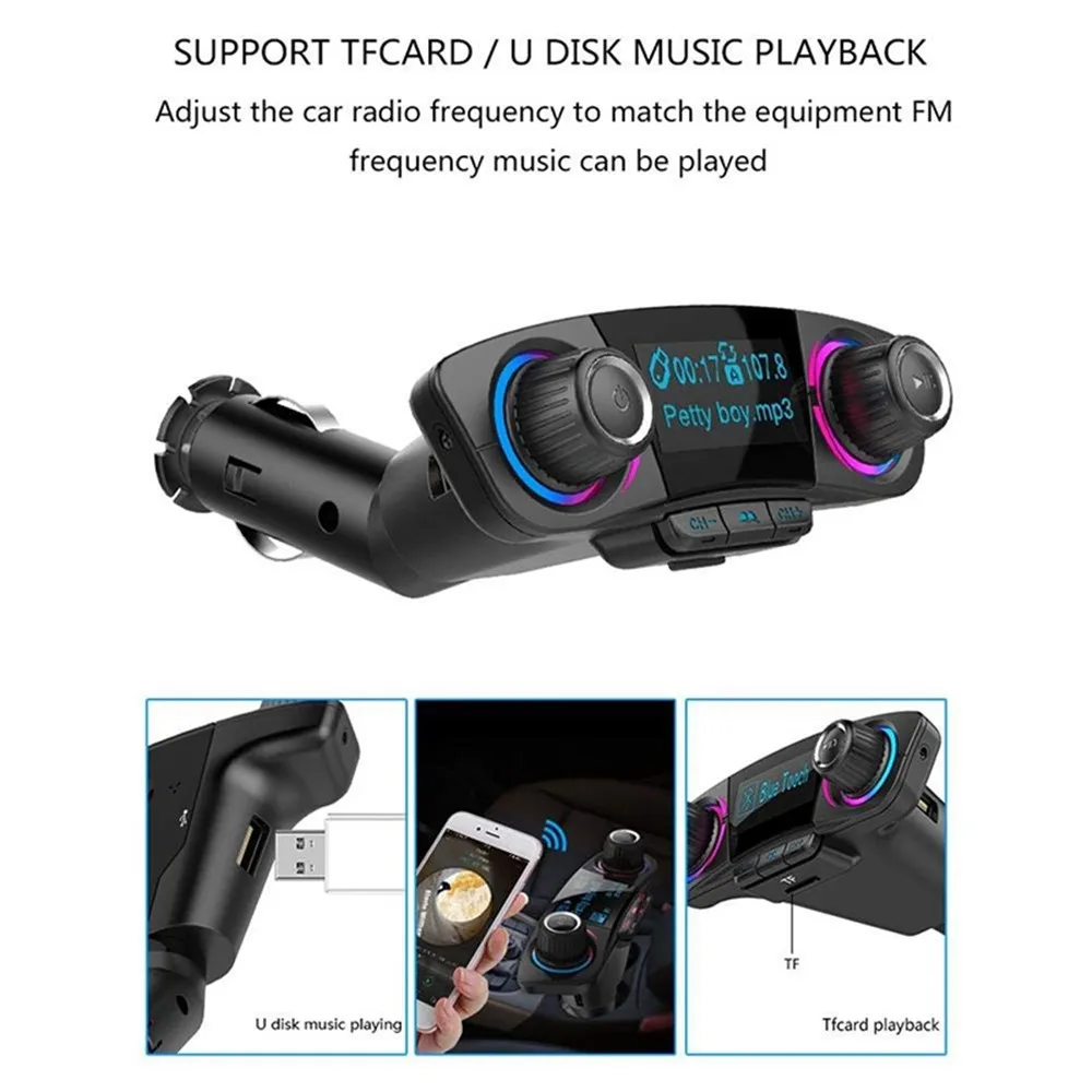 FM передатчик Aux модулятор Bluetooth Handsfree автомобильный комплект автомобильный аудио mp3-плеер с Умной зарядкой двойной USB Автомобильное зарядное... FM передатчик Aux модулятор Bluetooth Handsfree автомобильный комплект автомобильный аудио mp3-плеер с Умной зарядкой двойной USB Автомобильное зарядное...