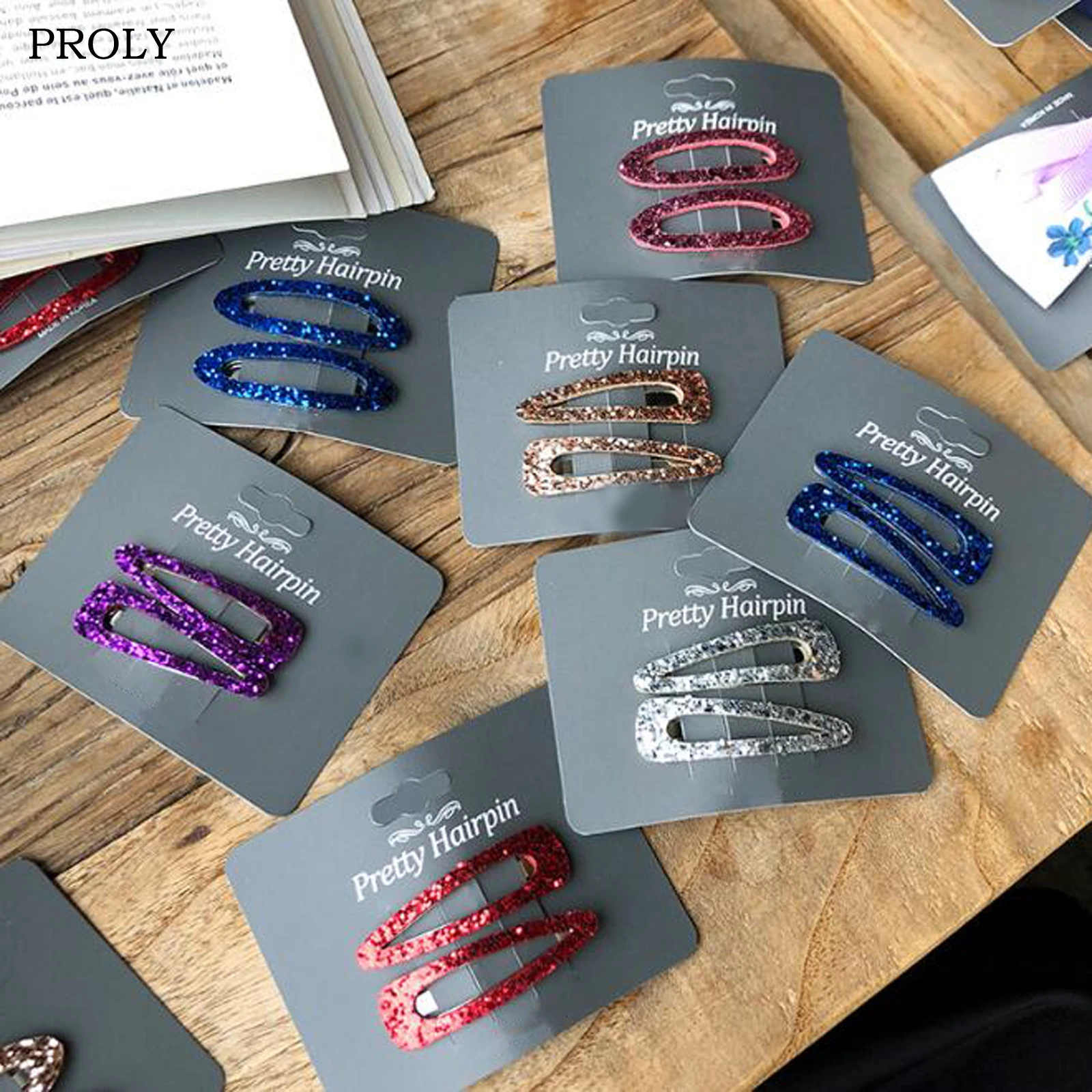 

PROLY 2/Pcs/Set Girls Barrettes Colorful Kids Hairpins Shiny Metal Hair Clips BB Clip Fashion Hair Accessories Wholesale