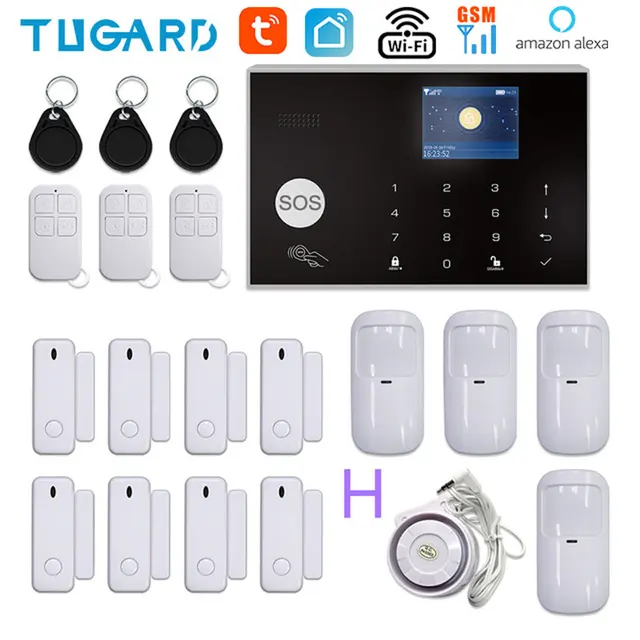 TUGARD G30 Tuya WiFi GSM Home Security Alarm System 433MHz Wireless Burglar Alarm Kit Works With Alexa Google APP Remote Control YK-002-GSM-G30-H