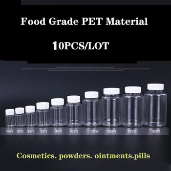 

10pcs Cosmetic Liquid Powder Storage Bottle Medicine Bottle Transparent Plastic Bottle with Lid Sealed Liquid Sample Bottle Jar