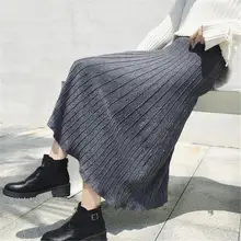 Женская Весенняя Корейская Повседневная Длинная трикотажная юбка, серебряная блестящая плиссированная юбка с эластичной талией, юбка с высокой талией