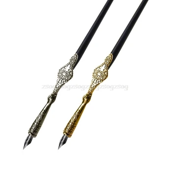 

1PC Metal Carved Craft Script Antique Dip Pen Oblique Calligraphy Pen Holder Luxury, high-end, European style F21 19 Dropship