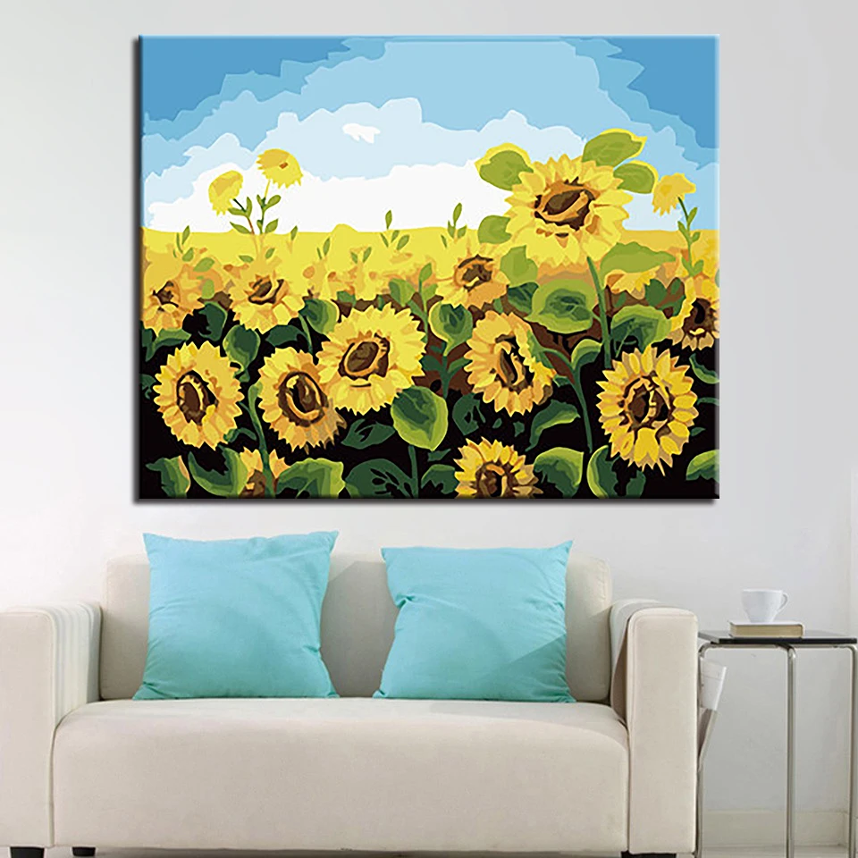

Sunflower DIY Painting By Numbers Kits Calligraphy Painting Acrylic Paint By Number For Home Decoration A work of art