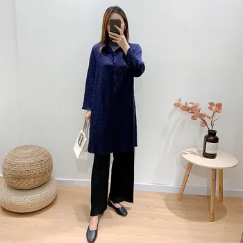 

LANMREM pleated embossing coat women's clothes autumn New signle breasted loose large size women's lighweight windbreaker YK033