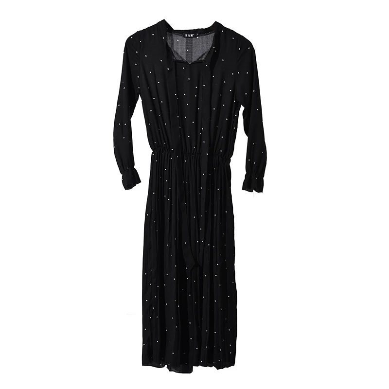 LANMREM Новая модная женская рубашка с длинными рукавами женские толстовки Vestido осенне-зимний набор шарфов платья JA23601 - Цвет: Черный
