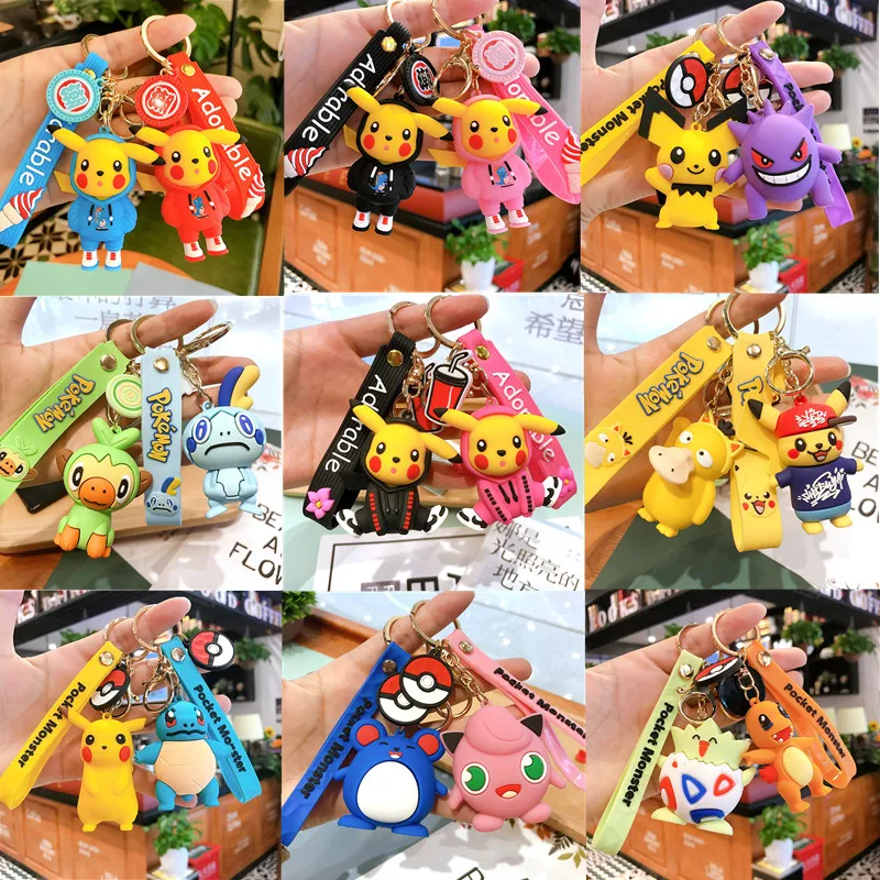 

Pokemon toys Keychain Pikachu Psyduck Cleffa Jenny Turtle action figure model Pokemon toy doll kids Christmas Halloween gift