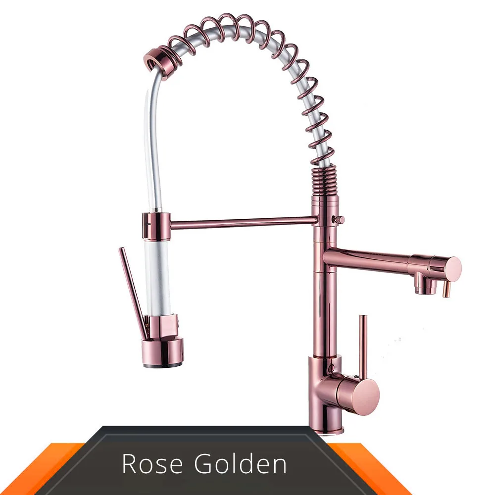 Rozin Chrome Spring Pull Down Kitchen Faucet Dual Outlet Spouts 360 Swivel Handheld Shower Kitchen Mixer Crane Hot Cold Taps pull down kitchen faucet Kitchen Fixtures