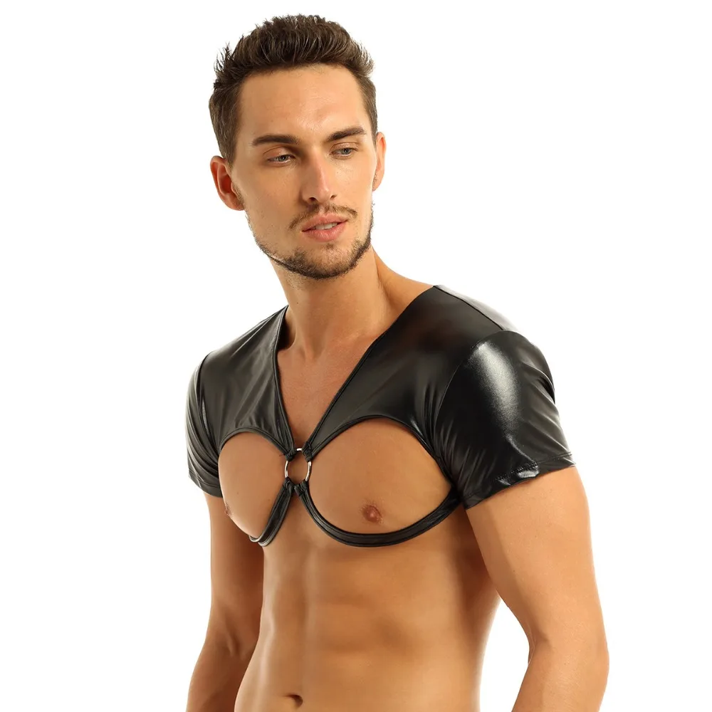 FEESHOW Black Faux Leather Harness Shoulder Bondage Belt Mens Half Tank Top Clubwear Male Stage Costume Crop Tops Chest Bdsm Men -Zentai shop online H815f1fb92ea048978f299070c29fc91dT.jpg