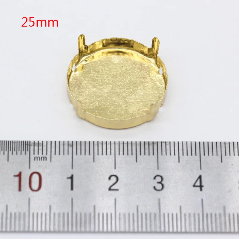 30p All shape&size Empty Base Setting Gold plated Blank Claw For Holder jewels stones Stitch On Sew On Crystal Glass Rhinestones - Цвет: 25mm round