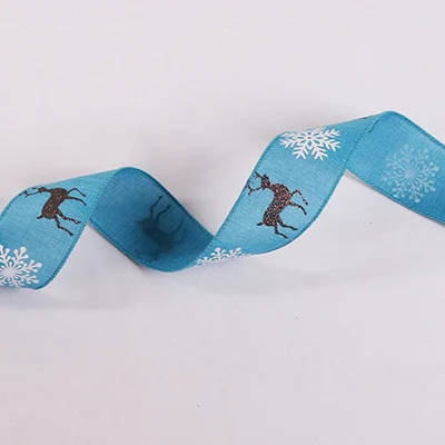 10 м* 5 см новые полотняные ленты для поделок Лось Снежинка ленты рождественские ленты декоративные печатные ленты Рождественские елки украшения - Цвет: blue