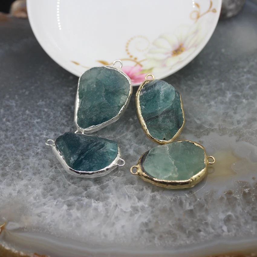 5 шт./лот радужная флюоритовая НЕОБРАБОТАННАЯ плита соединители для браслета