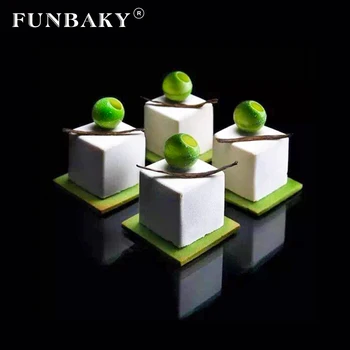 

FUNBAKY 8 Cavity Square Shape 3D Silicone Molds Cake Decorating Tools For Baking Jelly Pudding Mousse Bakeware Moulds