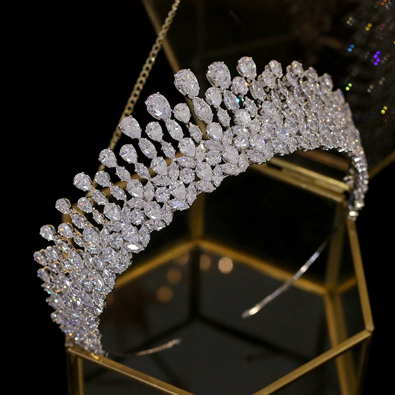 Bridal Hair Jewelry Crystal Zircon Tiaras and Crowns Rhinestones Headband For Brides Women Princess Diadem Wedding Accessories