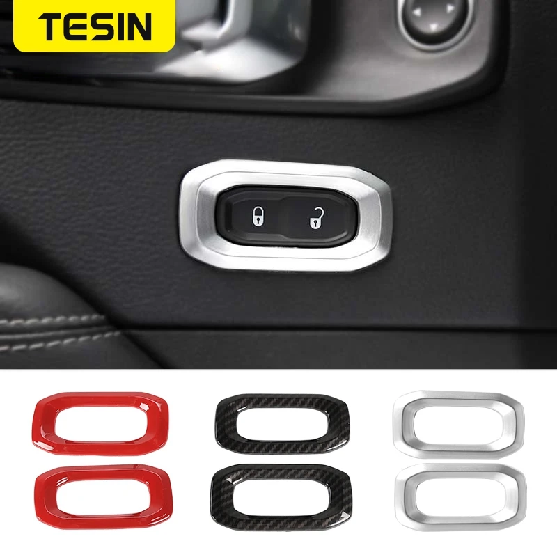 

TESIN Interior Mouldings For Jeep Wrangler JL 2018 Door Lock Switch Button Decoration Stickers 2018 for jeep wrangler