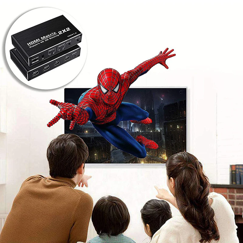 HDMI матрица KuWFi 2x2 HD поддержка 4K 3D настройки разветвитель переключатель 1 4 HDCP до @ 60