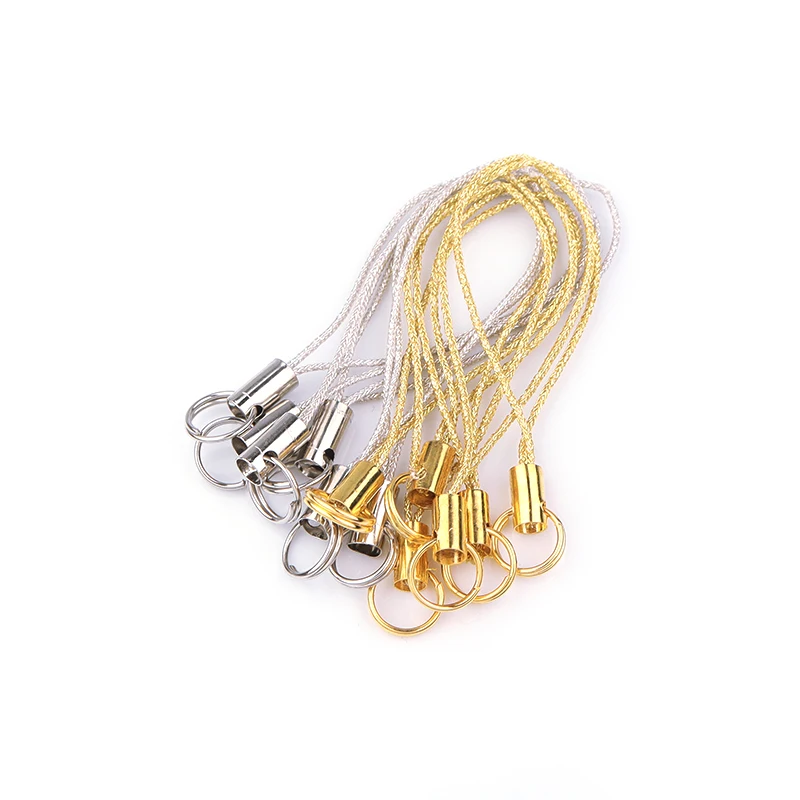 SAUVOO 20/50pcs Gold Double Circle Lobster Clasp Lanyard Strap Cord Cell Phone Mobile Straps Craft Pendant Diy Handmade Material
