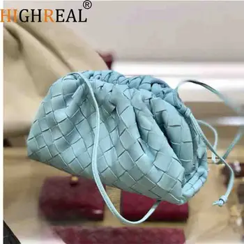 

Dumpling Bags for Women 2020 Ladies Trend Handbags and Purses High Quality Crossbody Pouch Bags Genuine Weave Leather Cloud Bags