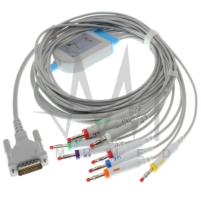 Кабель для ЭКГ совместим с Schiller AT1/2/4 Biomedica P80 Mortara ELI 250 150 EKG 10-проводной кабель