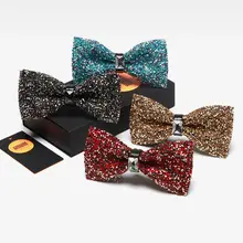 Для мужчин и женщин блестящие стразы с имитацией кристаллов галстуки-бабочки предварительно завязанные блестки Регулируемая длина свадебный банкет формальный вечерний галстук