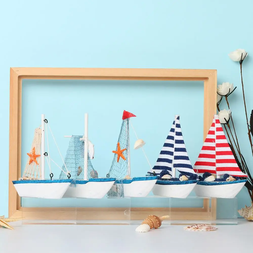 1 шт. Милая Мини модель парусной лодки домашний декор в морском стиле ткань модель парусника флаг настольное украшение изделия из дерева игрушка детский подарок CD