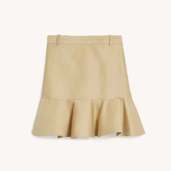 

Women mini skirt 2020 summer Solid color Temperament wild ruffle lady skirt fashion skirt