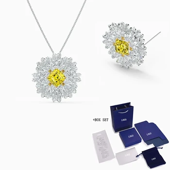 

Fashion Jewelry SWA New ETERNAL FLOWER Necklace White Gold Elegant Flower Decoration Crystal Female Wild Romantic Gift