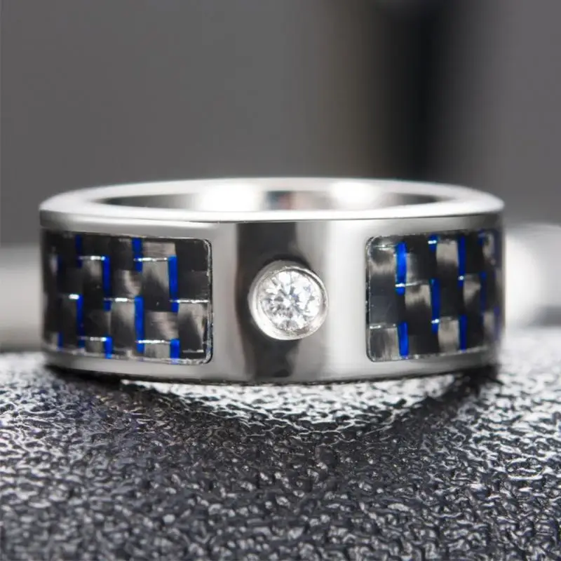 Пригодно для обмена данными Smart Ring(умное кольцо Водонепроницаемый NFC App замок Функция выполнения Экран разблокировки синий выхлопной трубы из углеродного волокна для Windows