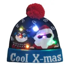 Рождественская шапочка Кепка светодиодный вязанный некрасивый свитер шапка Санты Клауса Рождественская вязаная шапка s шапочка в стиле хип-хоп шапки Кепка в стиле унисекс для женщин и мужчин