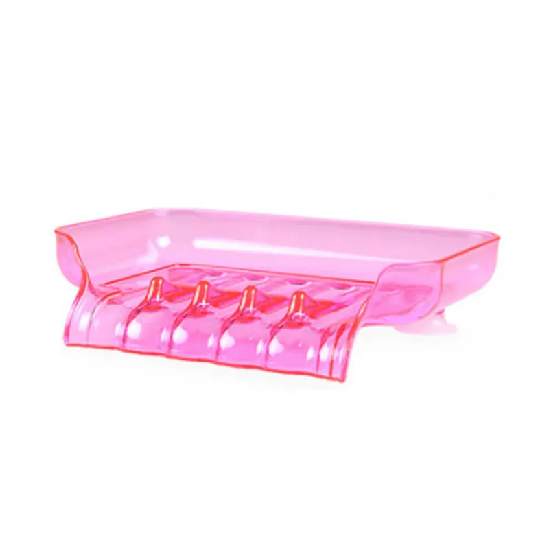 Pink Кухонная Губка для ванной, пластиковая мыльница в форме водопада, пробивная присоска, мыльница для ванной, предметы домашнего обихода - Цвет: Pink