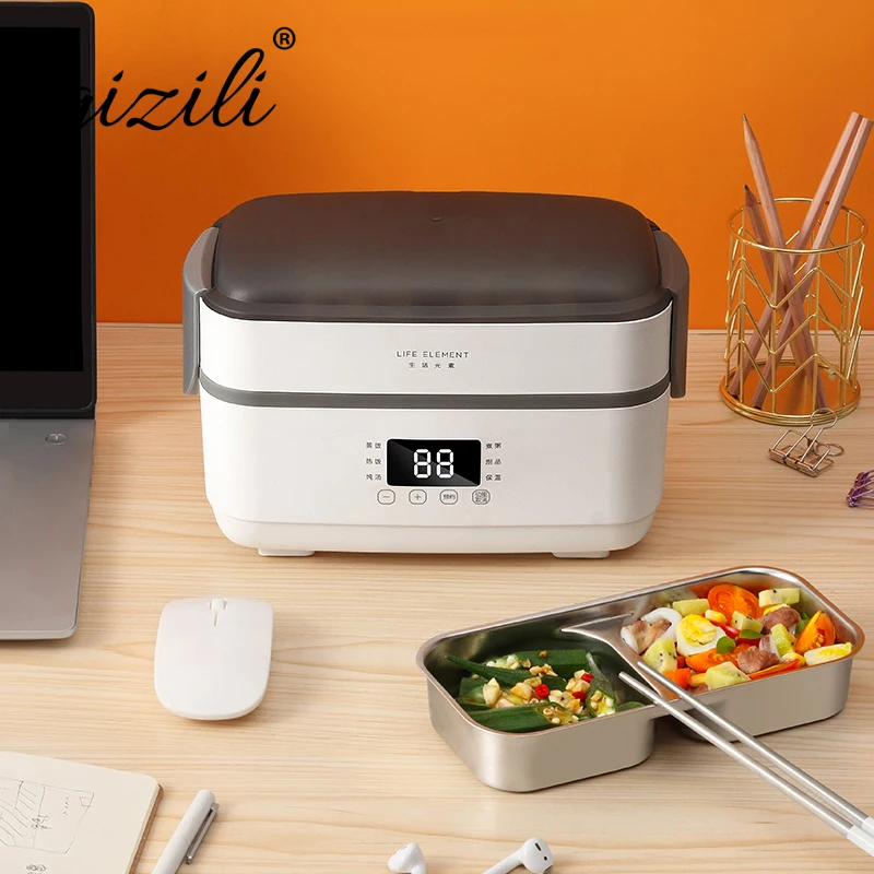 

220V Lunch Box Electric Double-layer Stainless Steel Liner Rice Food Containers Heating Timing Insulation Cooker for Office Home