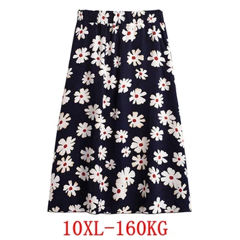 

Plus size 7XL 8XL 9XL 10XL Large Size Women's Skirt Chiffon High Waist Skirt Summer Loose Large Size Stretch Black A-line Skirt
