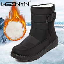 WGZNYN-Botas de nieve impermeables para Mujer, botines cálidos con plataforma y tacón grueso de piel, 36-43, para invierno, 2021