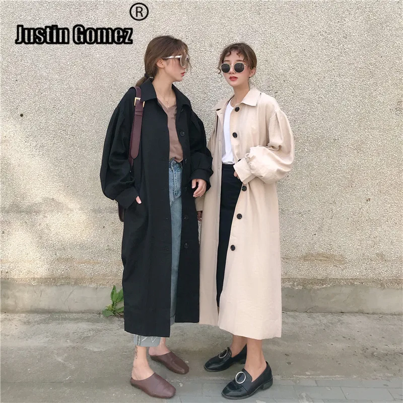 

Korean Design retro Vintage Women Button Up Trench Coat Stylish Spring Fall High Waist Outerwear Coat