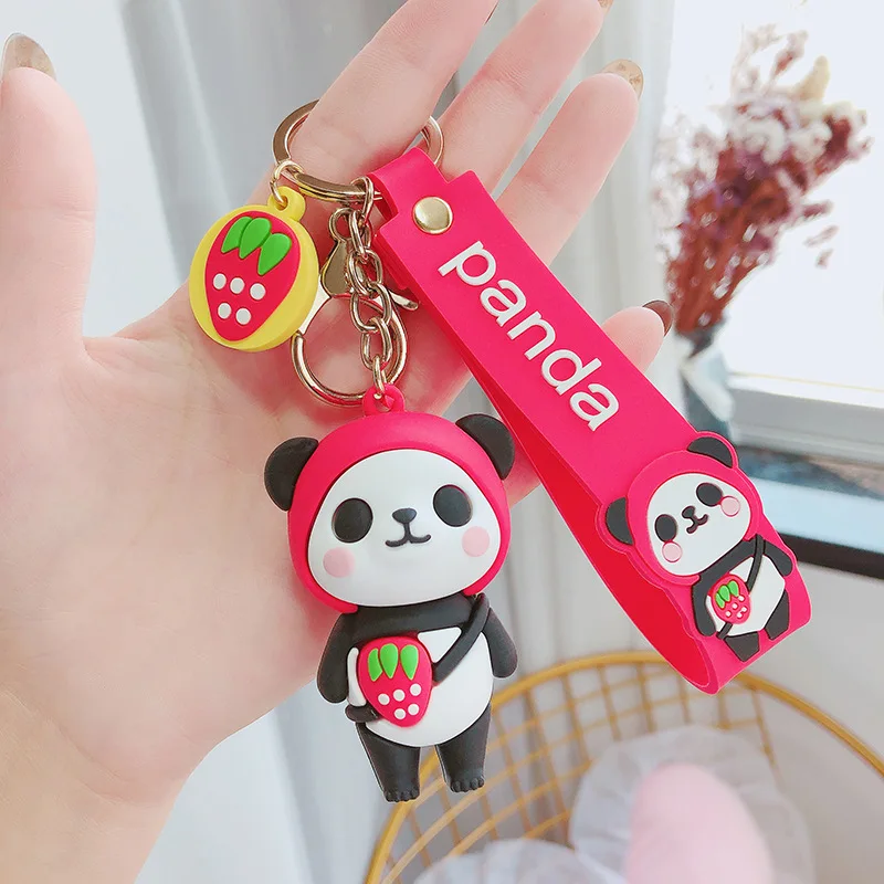 Cute Panda Keychain Cartoon Animal Key Ring With Wide Band Bamboo Key Chains  Graduation Gift For Students Car Key Holder - AliExpress