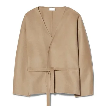 

Quality 2020 Autumn and Winter Commuter Temperament European and American Loose Lace-up Long Sleeve Women's Woolen Women's Coat