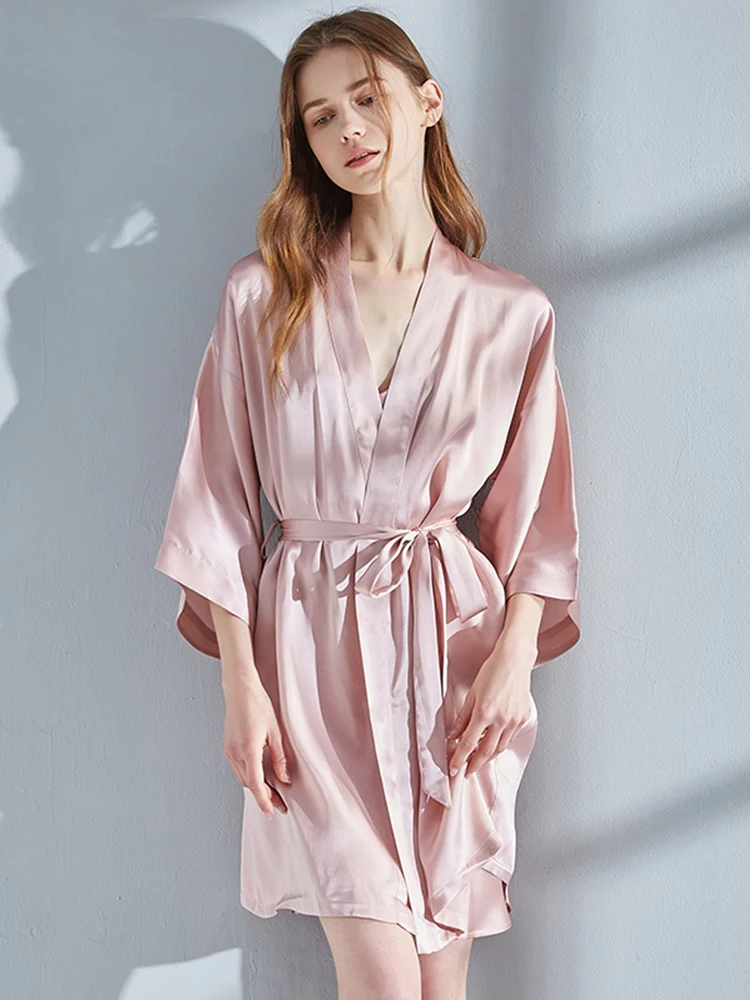 

Women 100% Silk Robe Sleepshirt Female Silk Night Dress Sleepwear for Ladies Nightgowns 16 Momme Solid Real Silk Nightwear Sets