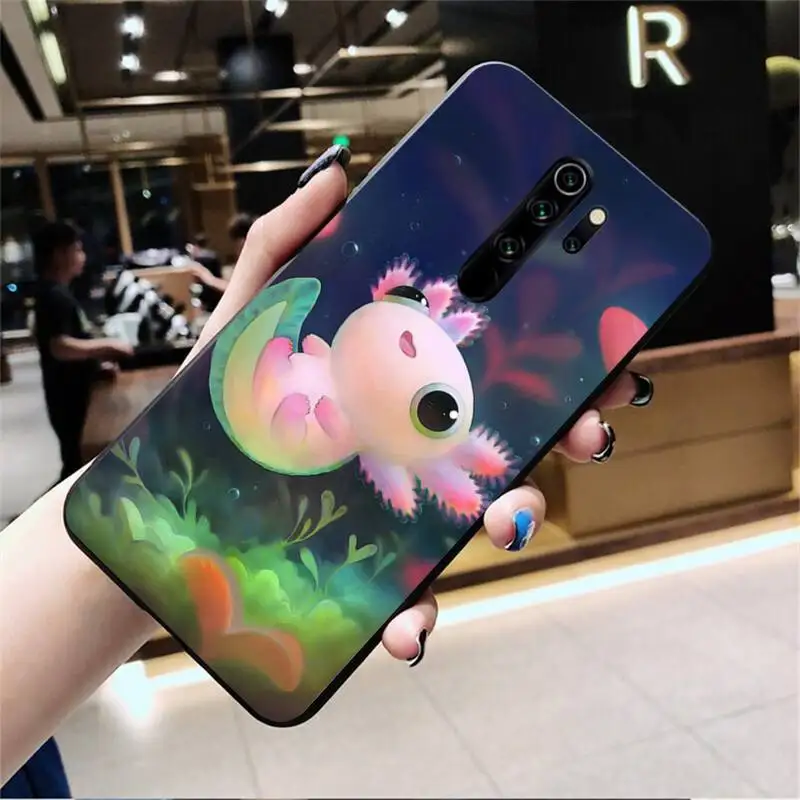 YJZFDYRM Cute Animal Axolotl Coque Shell Phone Case for Redmi Note 9 8 8T 8A 7 6 6A Go Pro Max Redmi 9 K20 xiaomi leather case cosmos blue Cases For Xiaomi