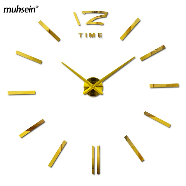 Muhsein 2022 Home Decoration New Wall Clock 3d DIY Mute Wall Clock Acrylic Mirror Sticker  Quartz Watch Free Shipping 