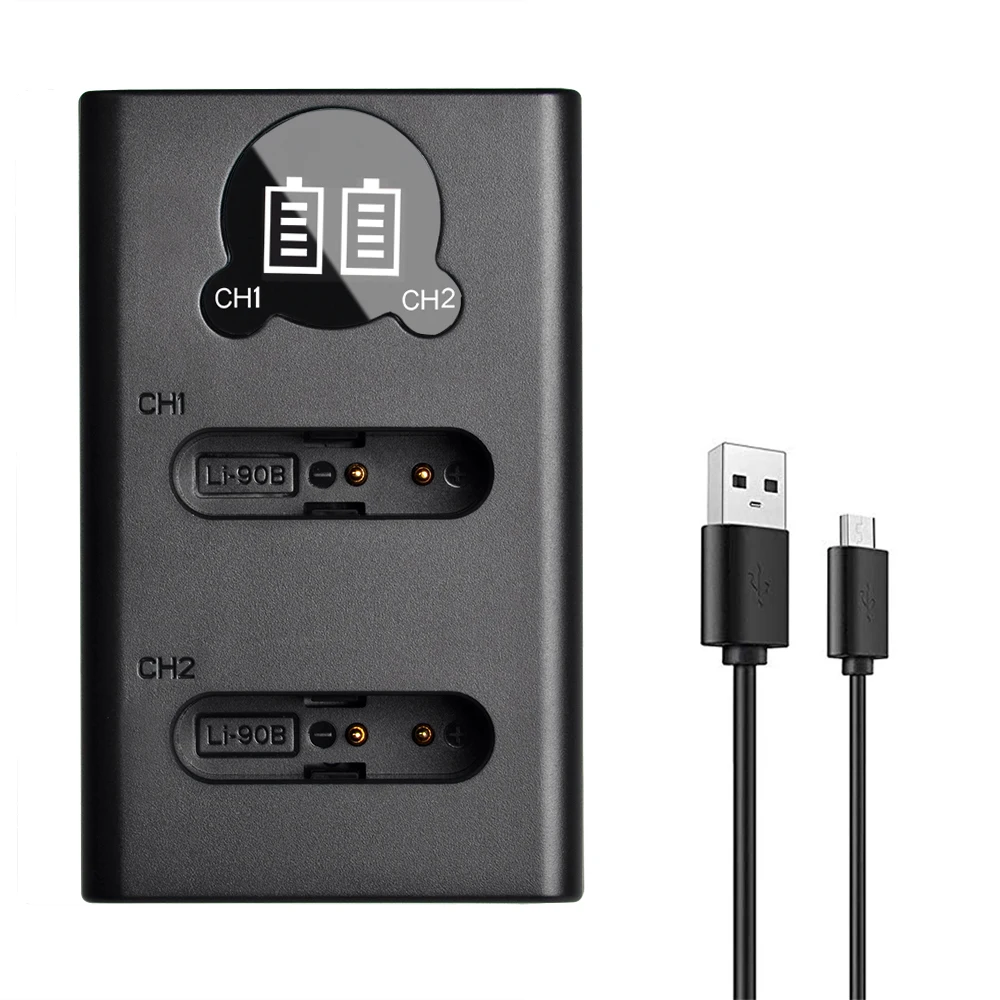 DSTE Kit 2 Batterie LI-92B / LI-90B + Caricabatterie DC16E Per Olympus TG-5, TG-4, SH-50, XZ-2 E Altri