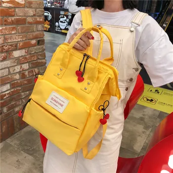 

HOCODO 2020 Solid Color Nylon Women Backpack Schoolbag For Teenagers Ring Buckle Portable Travel Backpack Female Shoulder Bag