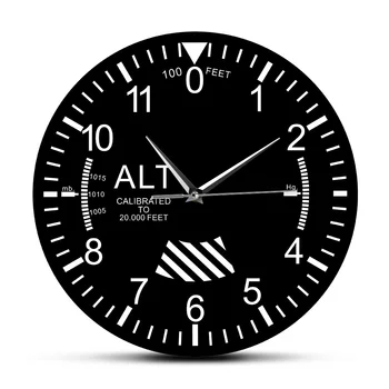 

Classic Altimeter Round Wall Clock Modern Altimeter Instrument Style Wall Clock Pilot Air Plane Altitude Measurement Home Decor