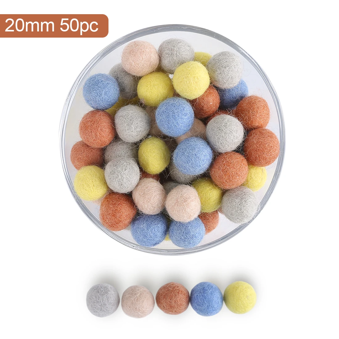 50PCS 20mm Wool Felt Balls Handmade DIY Crafts Accessories Colorful Wool  Ball Decorations Baby Kids Room Decoration Home Decor