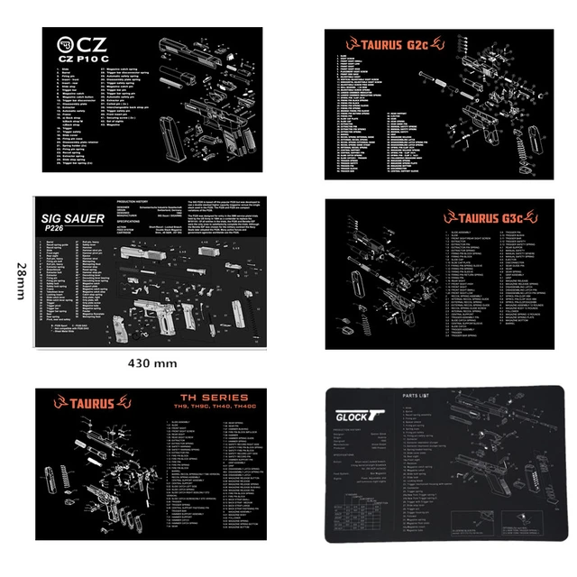 Rubber Gun Cleaning Mat Pad For Taurus G2C G3C TS9 TH9 TH40 CZ P10 C F